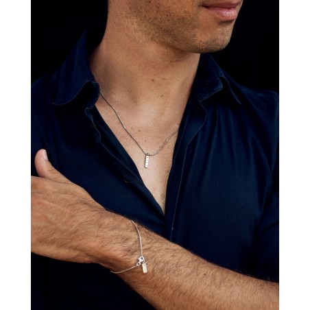Men's silver Minimal necklace  - 1