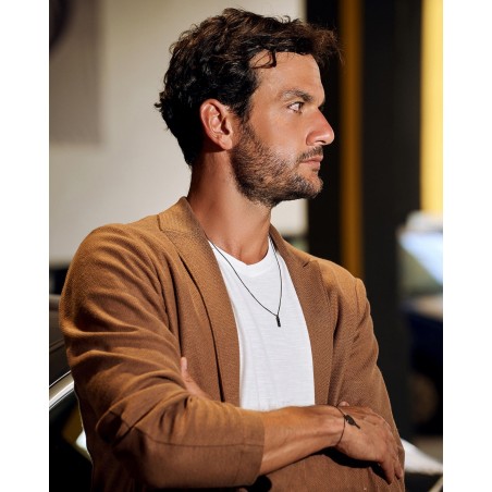 Men's dark silver Minimal necklace  - 1