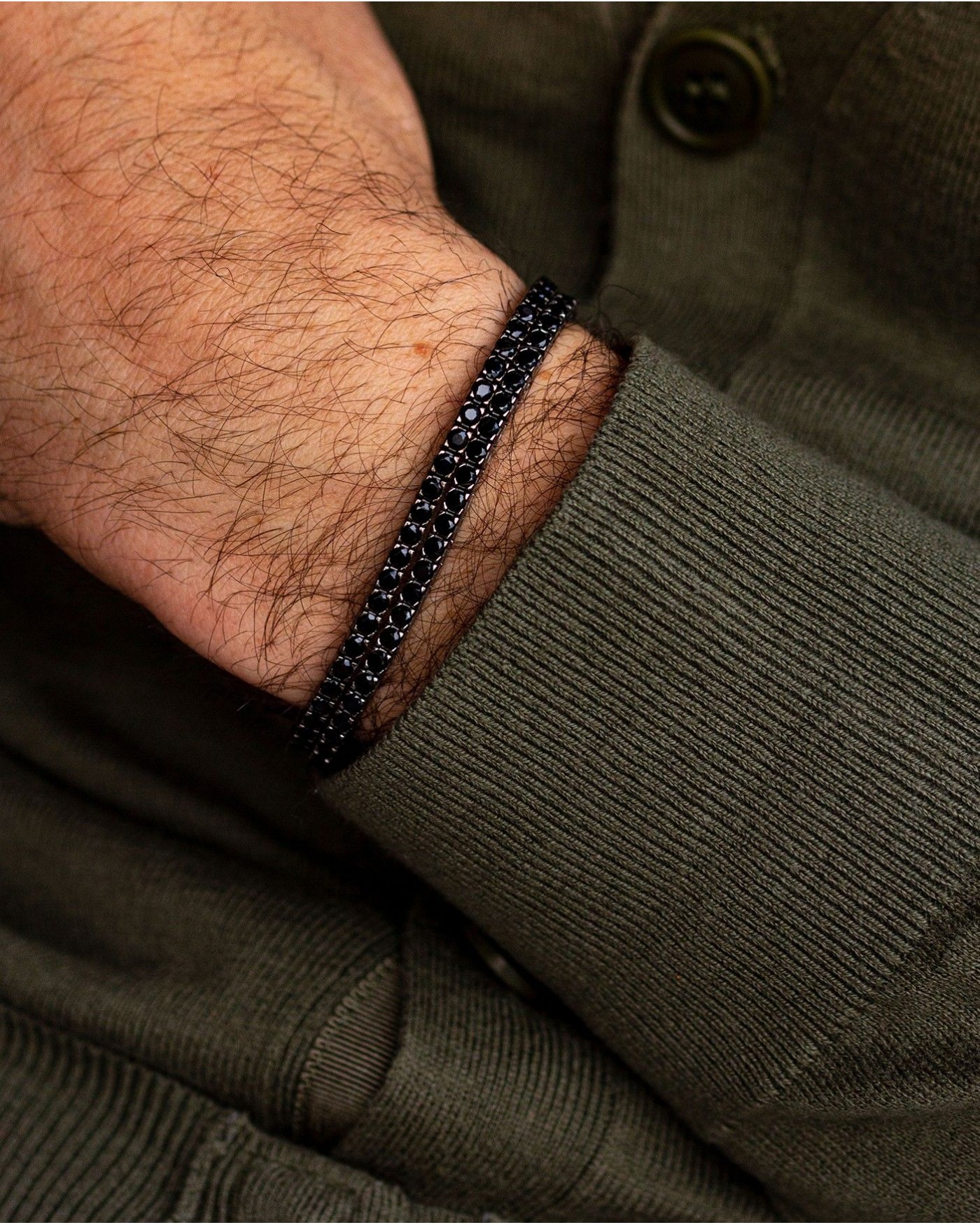 Bracciale tennis in argento rodiato nero con zirconi neri  - 6